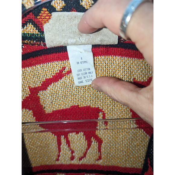 Vintage Painted Pony Cropped Tapestry Animal Print Beaded Jacket One Size Artsy - Picture 8 of 10